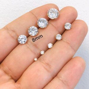 Aretes en Oro Solido Real 10K Para Mujer y Hombre 8mm/Stud Earrings Gold 10K CZ.